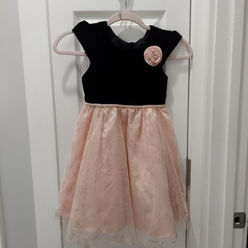 Jona Mitchelle girls dress pink black Button Back Slip Size 6